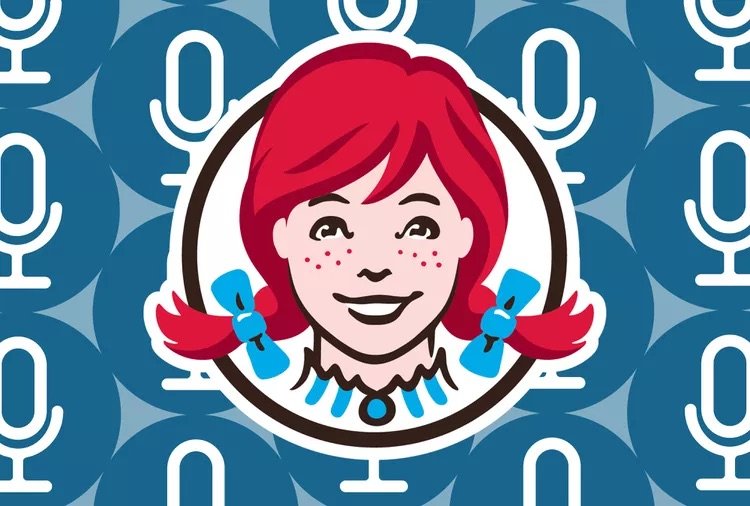 Wendies logo with microphone icons int the bg